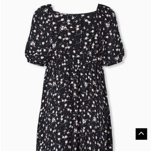 Torrid Ditzy Floral Crinkle Gauze Puff Sleeve Dress - 2X